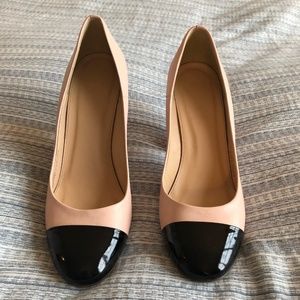 J. Crew Lena Leather Pumps with Patent Cap Toe
